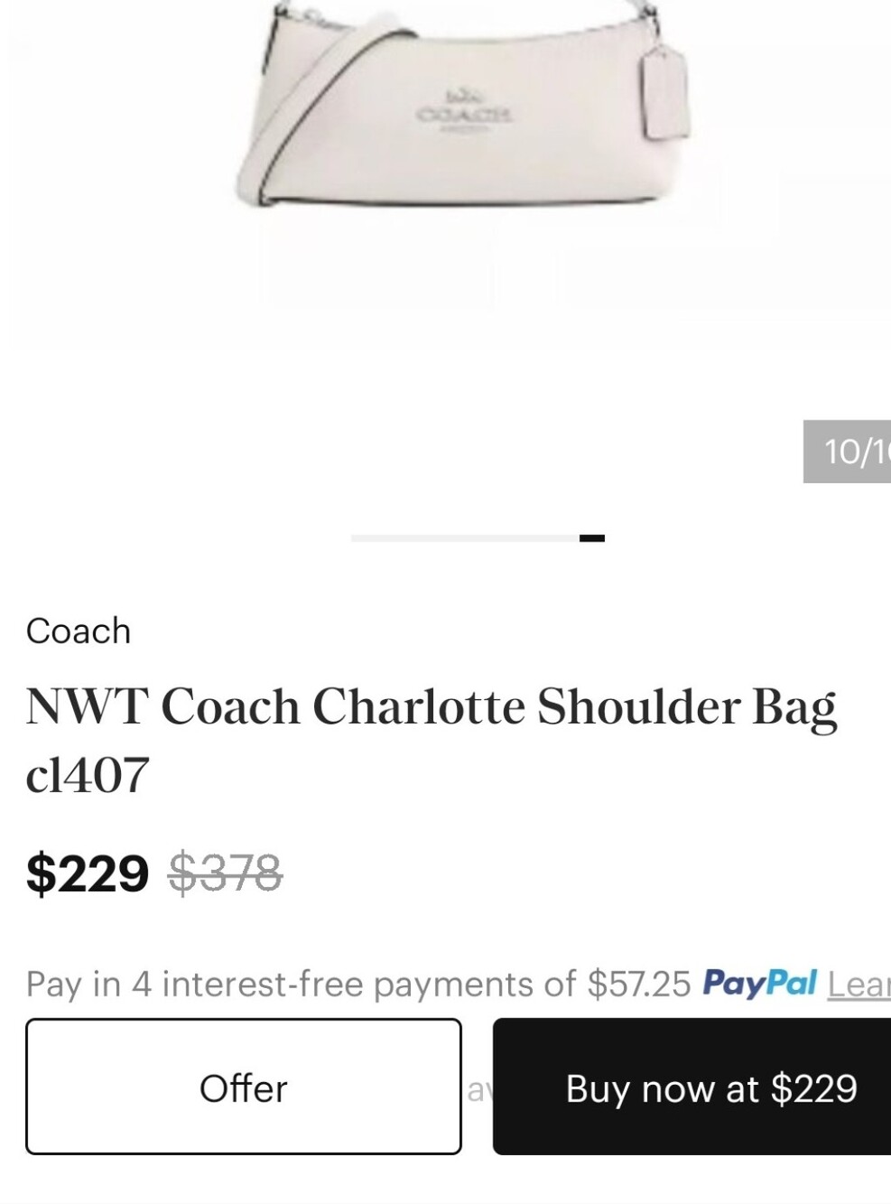 Coach Charlotte Shoulder Bag in Light Pink Leather with Silver Hardware